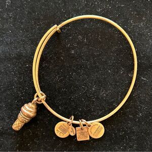 Alex and Ani Ice Cream Cone Bracelet in Gold EUC